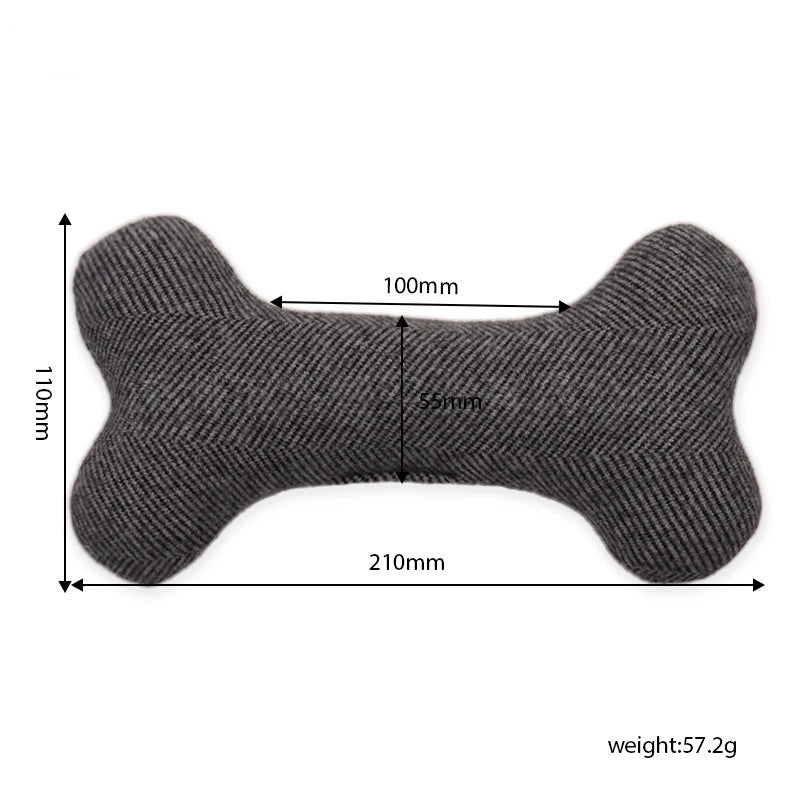 French Bulldog Custom Bone Toy – Embroidered Name Tweed Squeaker
