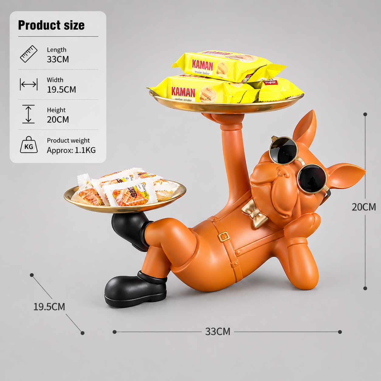 French Bulldog Resin Tray – Cute Key & Candy Desk Organizer