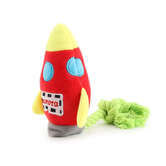 French Bulldog Rocket Squeaky Plush Toy – Colorful Chew Rope