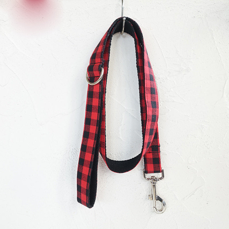 French Bulldog Traction Belt Leash & Collar – Bold Red & Black Grid