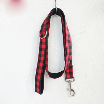 French Bulldog Traction Belt Leash & Collar – Bold Red & Black Grid