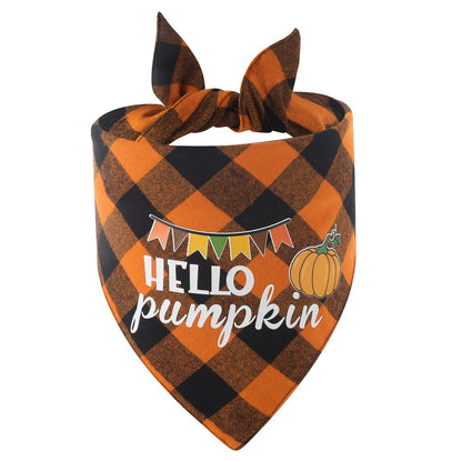 French Bulldog Halloween Bandana – Cotton Plaid Spooky Scarf Bib