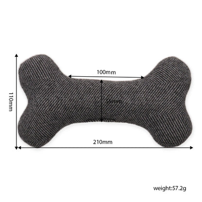 French Bulldog Custom Bone Toy – Embroidered Name Tweed Squeaker