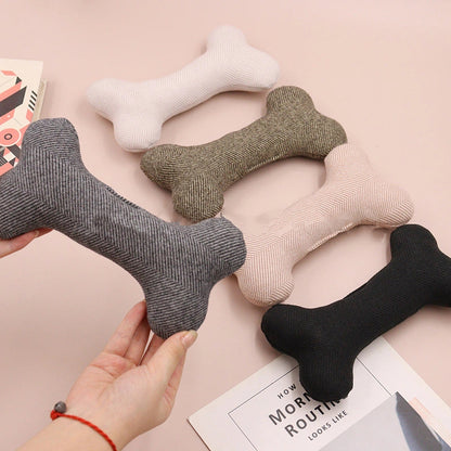 French Bulldog Custom Bone Toy – Embroidered Name Tweed Squeaker