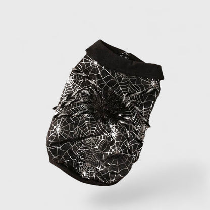 French Bulldog Spiderweb Costume – Black Halloween Coat Decor