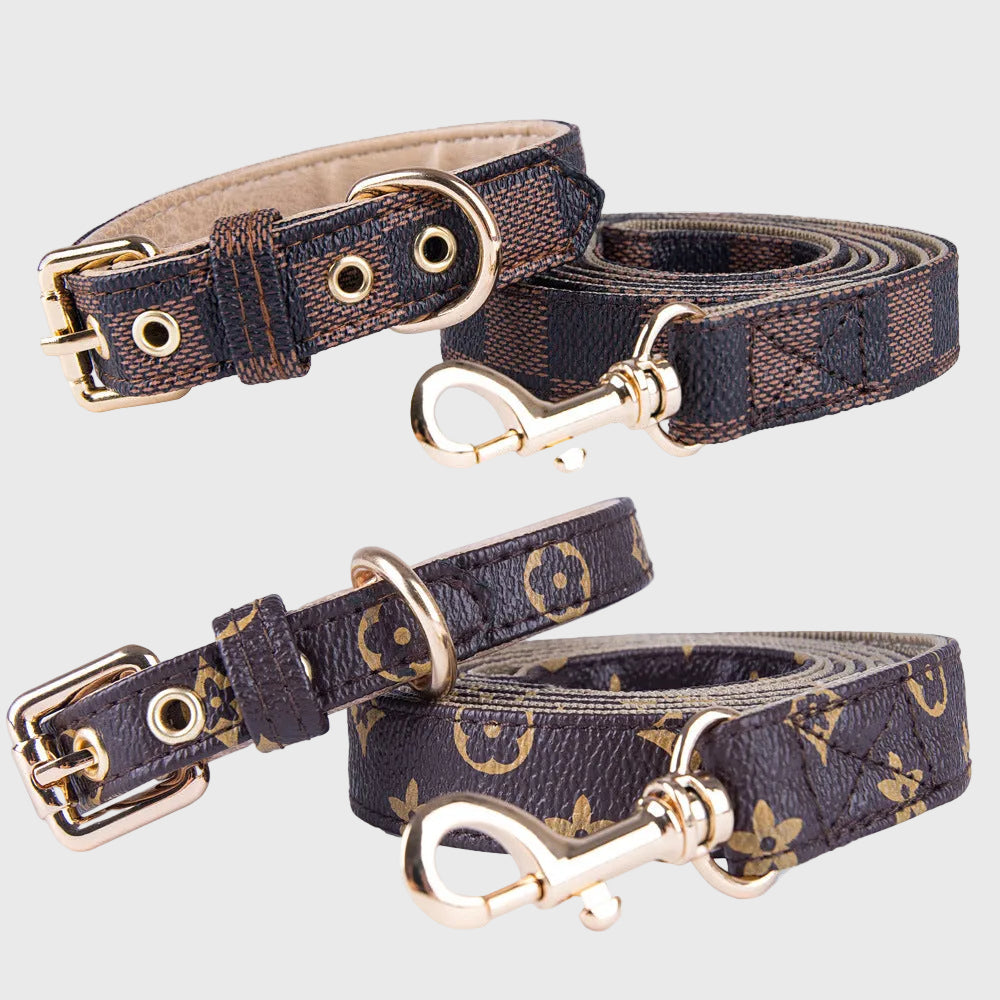 French Bulldog PU Leather Collar – Luxury Anti-Wear Walking Rope