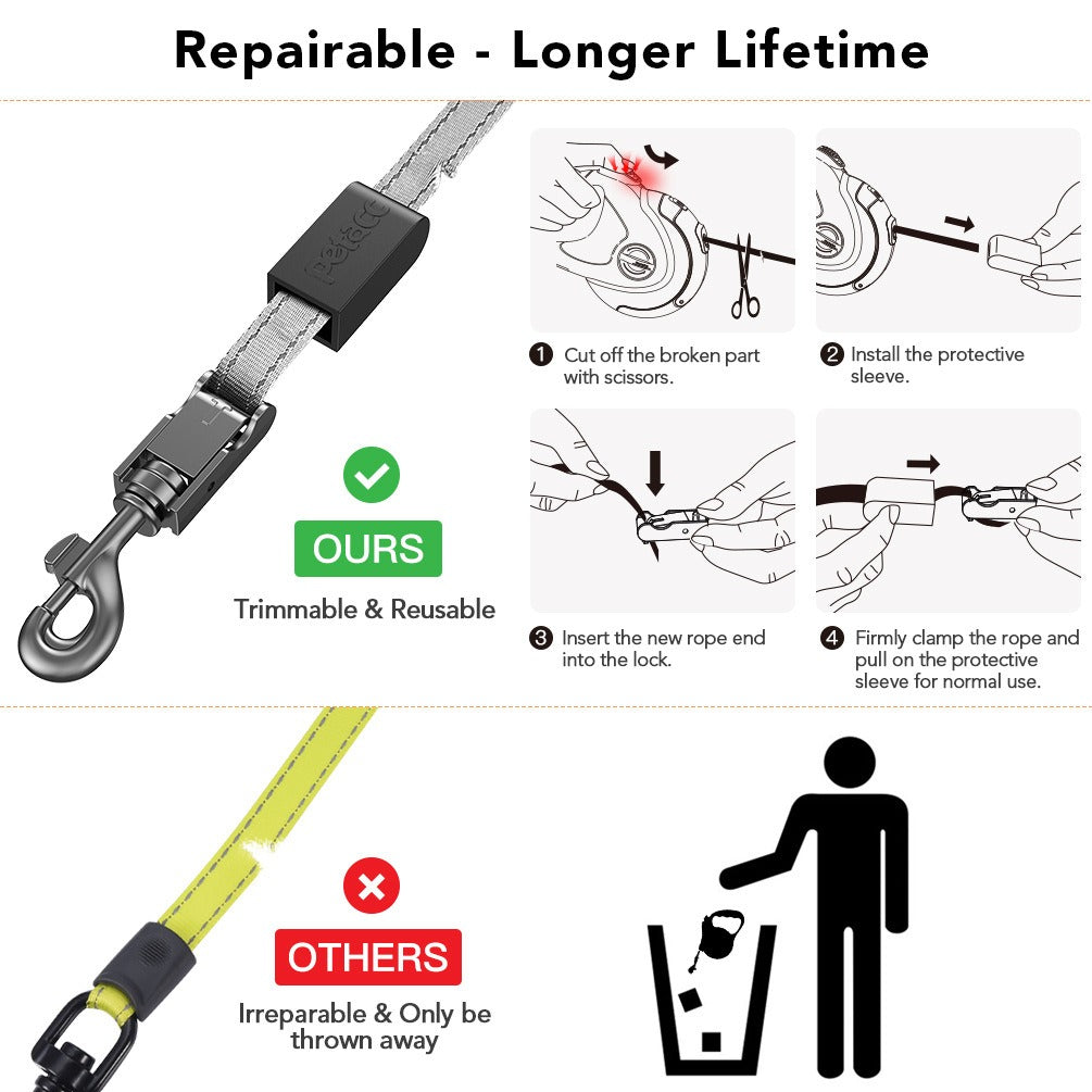 French Bulldog Retractable Leash – Reflective Explosion-Proof Rope