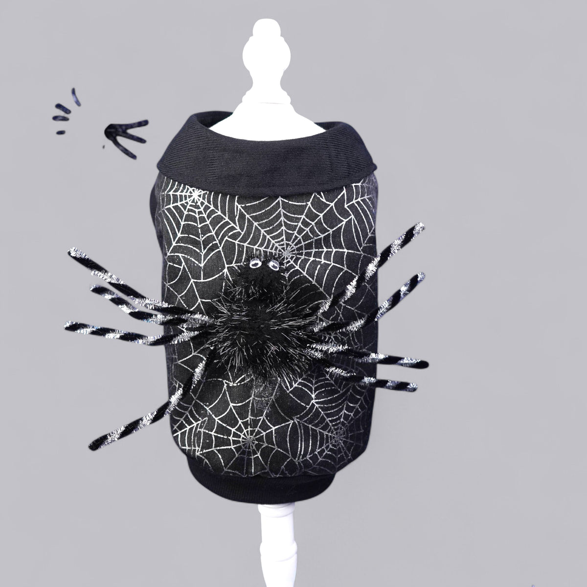 French Bulldog Spiderweb Costume – Black Halloween Coat Decor