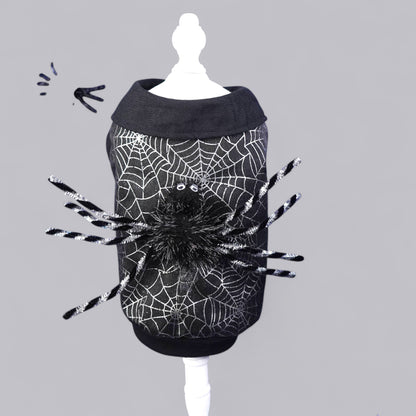 French Bulldog Spiderweb Costume – Black Halloween Coat Decor