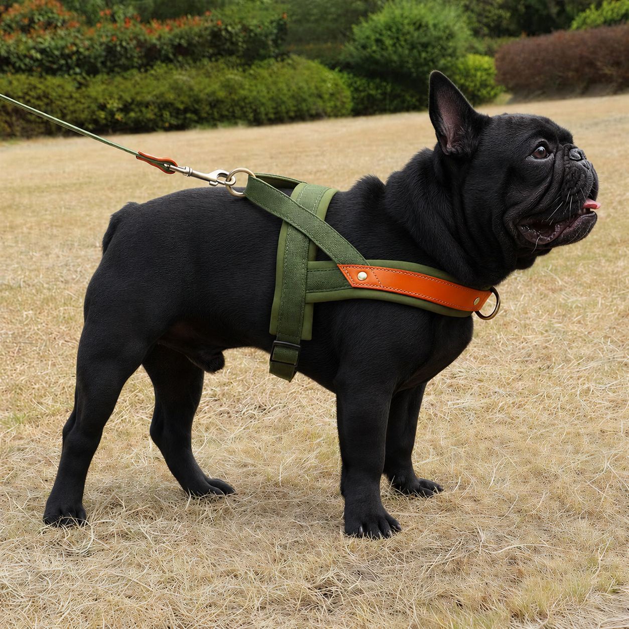 French Bulldog No-Pull Harness – Soft Padded Leather Vest