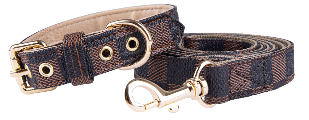 French Bulldog PU Leather Collar – Luxury Anti-Wear Walking Rope