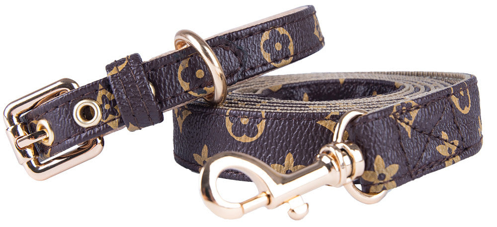 French Bulldog PU Leather Collar – Luxury Anti-Wear Walking Rope