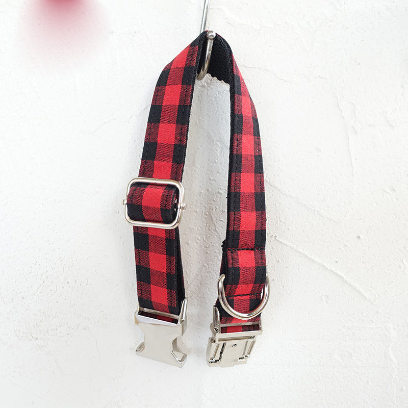 French Bulldog Traction Belt Leash & Collar – Bold Red & Black Grid