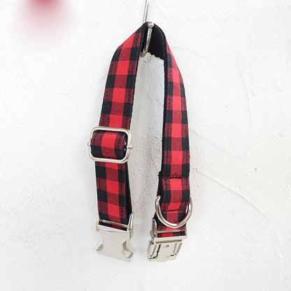 French Bulldog Traction Belt Leash & Collar – Bold Red & Black Grid