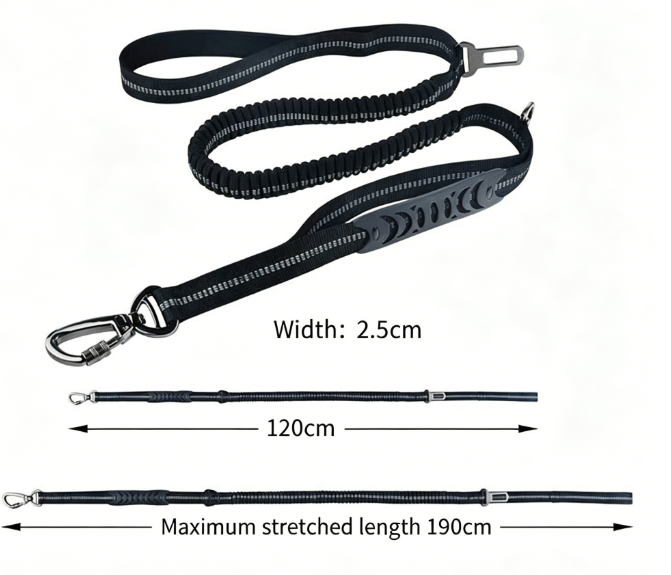 French Bulldog Elastic Reflective Leash – Car Safety Belt Combo