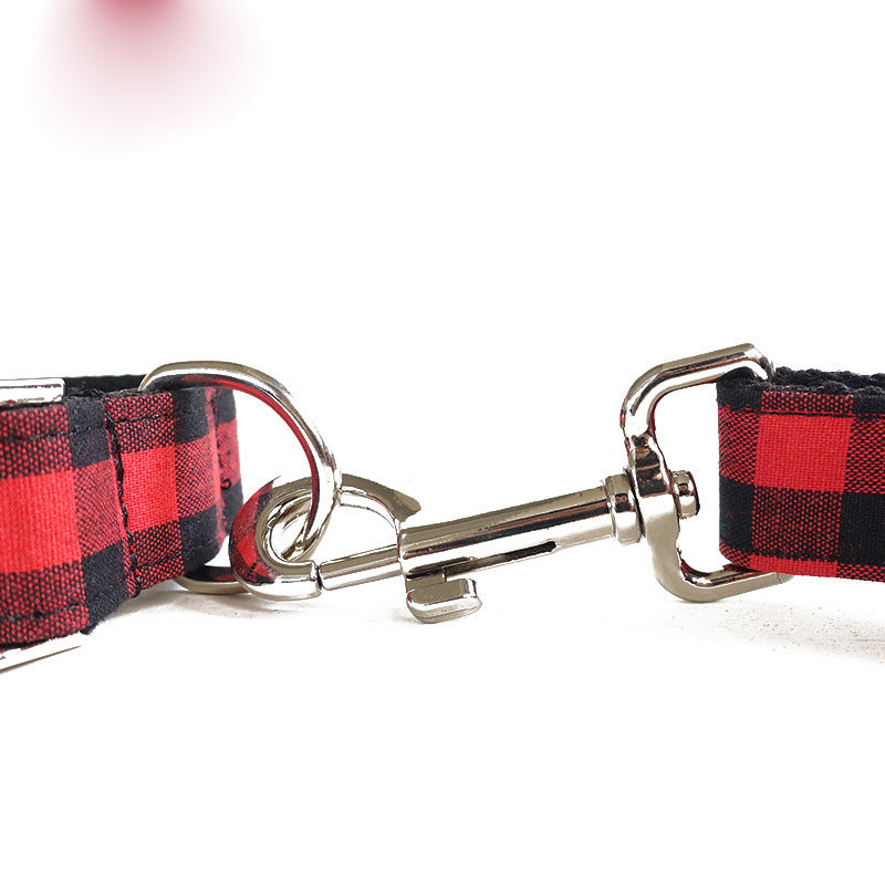 French Bulldog Traction Belt Leash & Collar – Bold Red & Black Grid