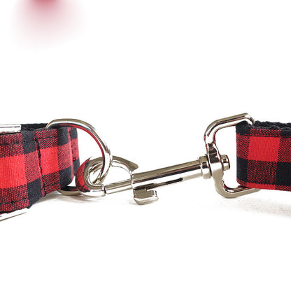 French Bulldog Traction Belt Leash & Collar – Bold Red & Black Grid