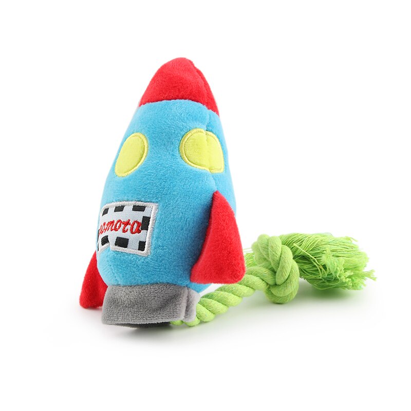 French Bulldog Rocket Squeaky Plush Toy – Colorful Chew Rope