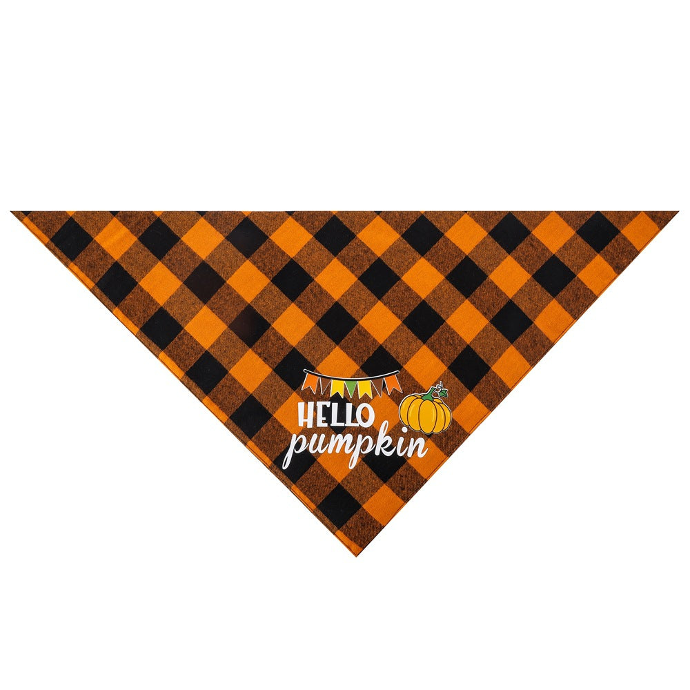 French Bulldog Halloween Bandana – Cotton Plaid Spooky Scarf Bib