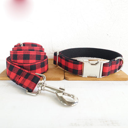 French Bulldog Traction Belt Leash & Collar – Bold Red & Black Grid
