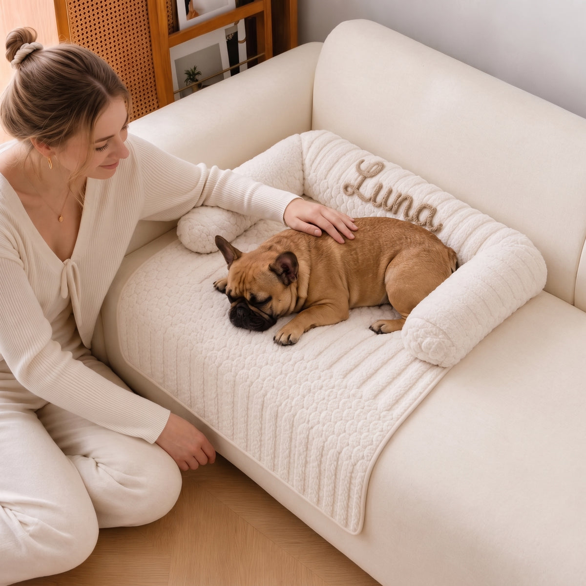 French Bulldog Custom Name Bed – Personalized Cozy Sofa Cushion