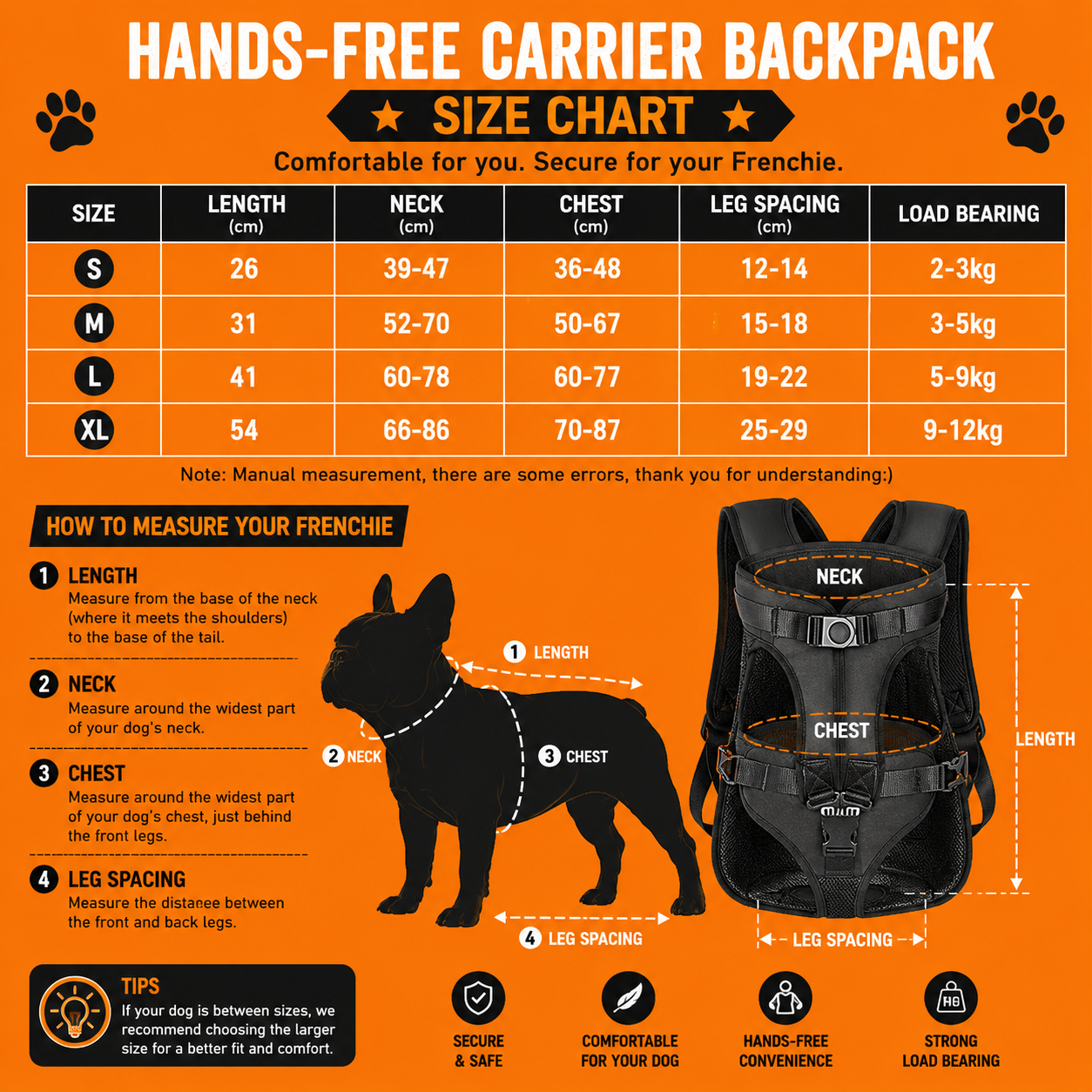 French Bulldog Hands-Free Carrier Backpack – Comfy Oxford Bag