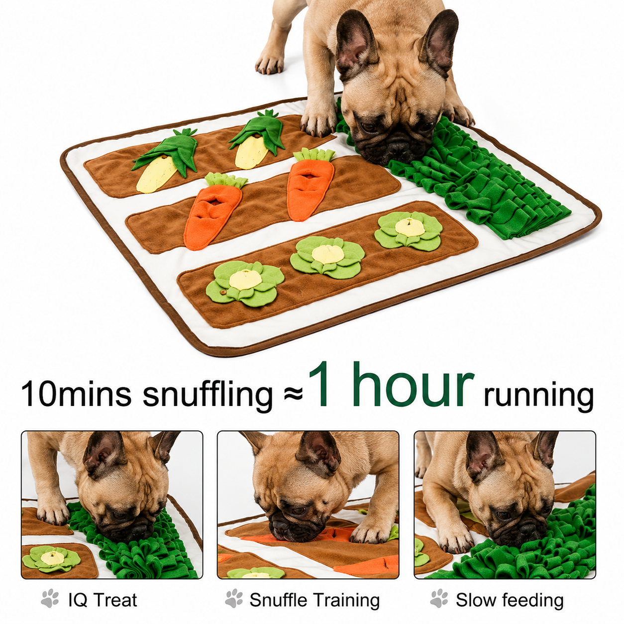 French Bulldog Snuffle Mat – Nosework Puzzle Training Toy Mat