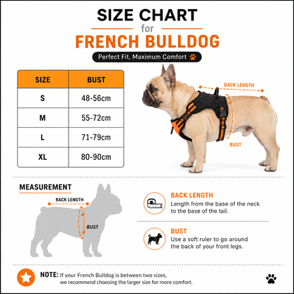 French Bulldog Reflective Vest Harness – Explosion-Proof Oxford
