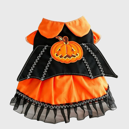 French Bulldog Pumpkin Dress – Whimsical Halloween Party Outfit