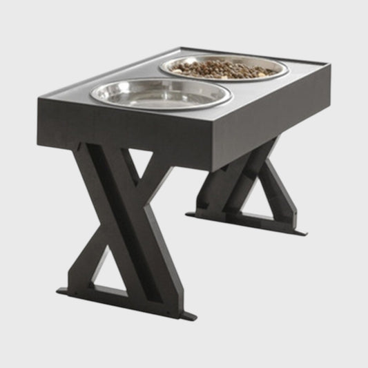 French Bulldog Elevated Double Bowl – Adjustable Stainless Steel