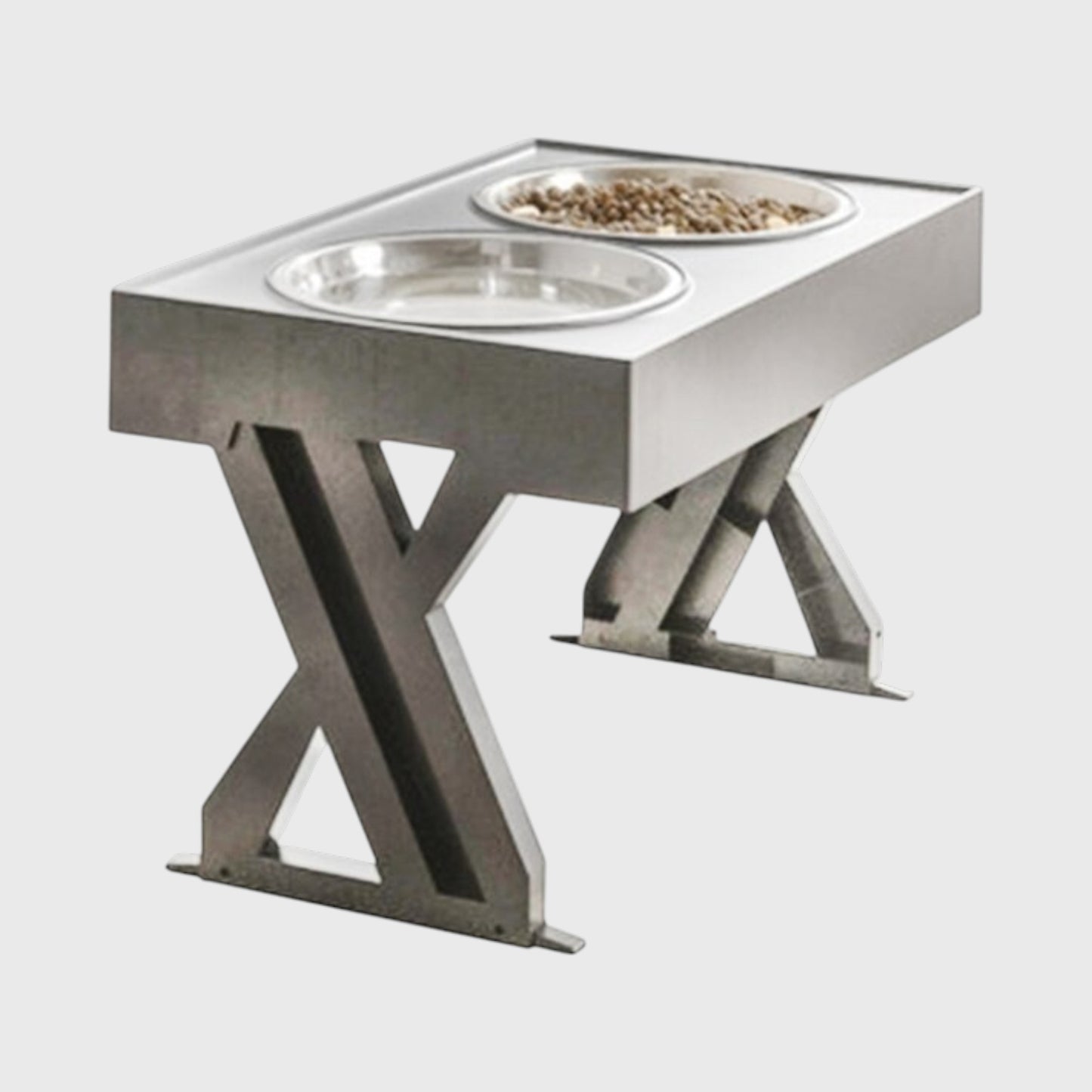 French Bulldog Elevated Double Bowl – Adjustable Stainless Steel