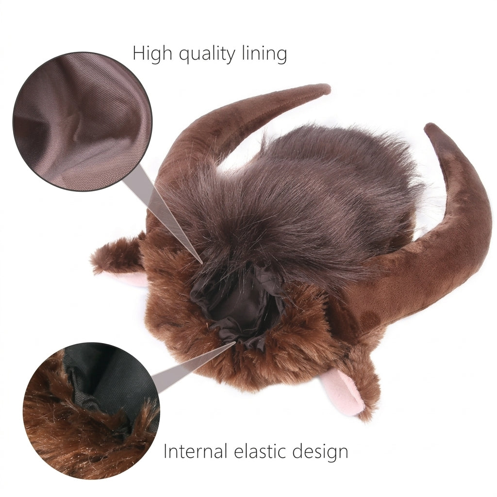 French Bulldog Lion Mane Wig Hat – Funny Costume Accessory