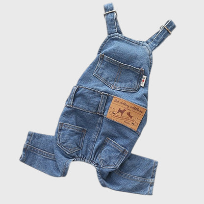 French Bulldog Denim Overalls – Stretchy Washed Jeans Jumpsuit