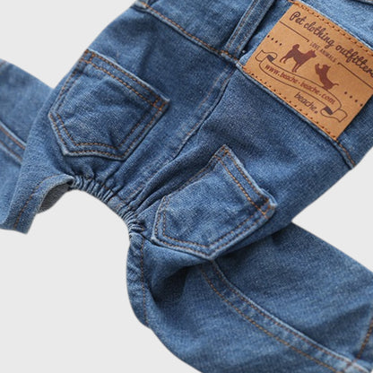 French Bulldog Denim Overalls – Stretchy Washed Jeans Jumpsuit