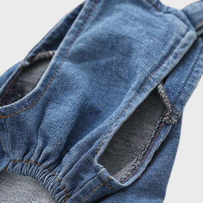 French Bulldog Denim Overalls – Stretchy Washed Jeans Jumpsuit