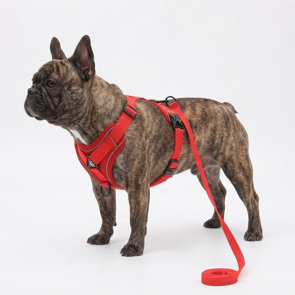 French Bulldog Reflective Mesh Vest Harness – Breathable & Soft