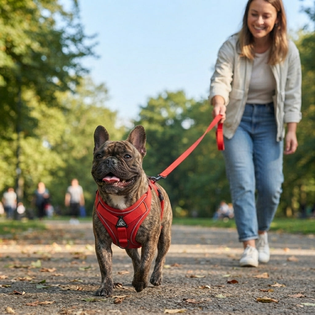 French Bulldog Reflective Mesh Vest Harness – Breathable & Soft