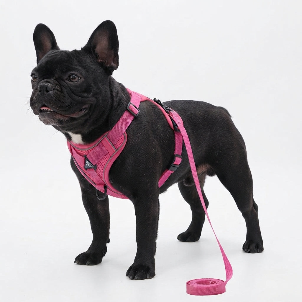 French Bulldog Reflective Mesh Vest Harness – Breathable & Soft