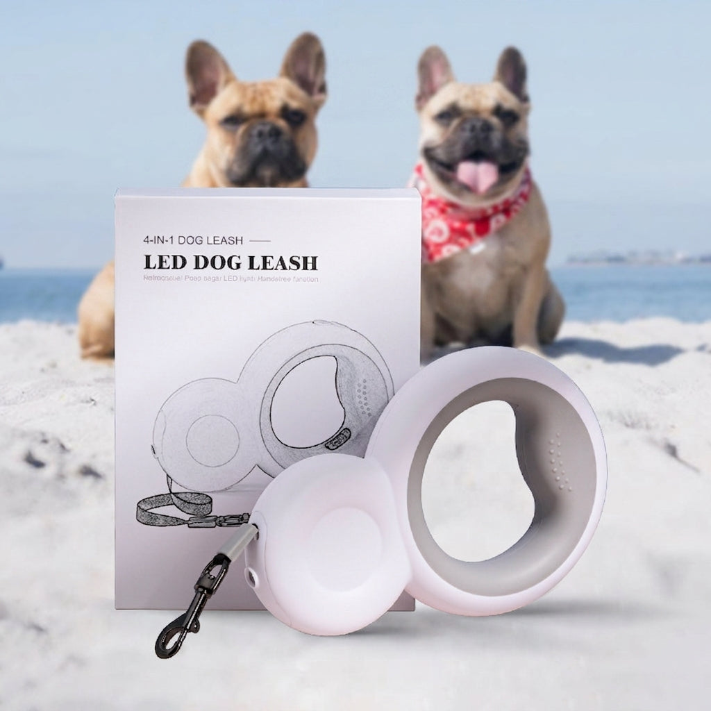 French Bulldog LED Retractable Leash – 4-in-1 Snowman Night Light