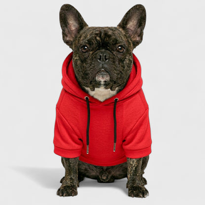 French Bulldog Hooded Sweatshirt – Soft Fleece & Cozy Fit - Red