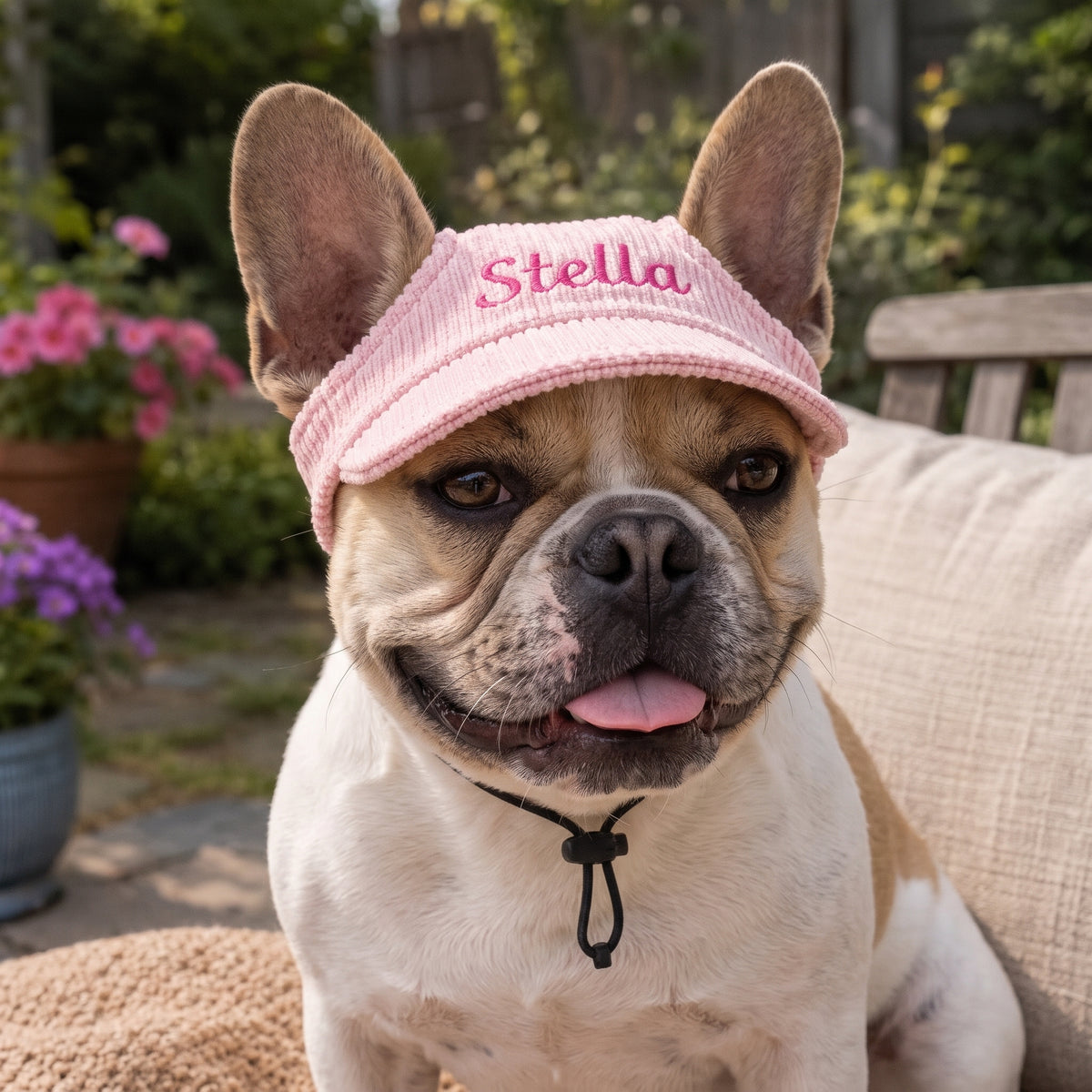 French Bulldog Custom Sun Hat – Embroidered Name Adjustable Cap