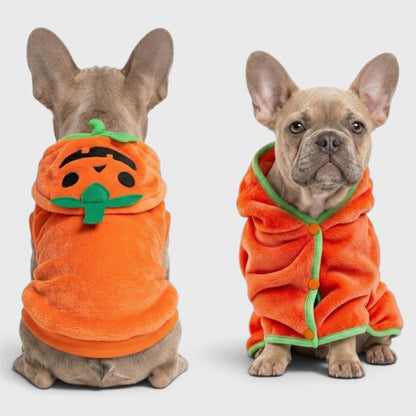 French Bulldog Halloween Pumpkin Bathrobe | Soft Post-Bath Towel Costume
