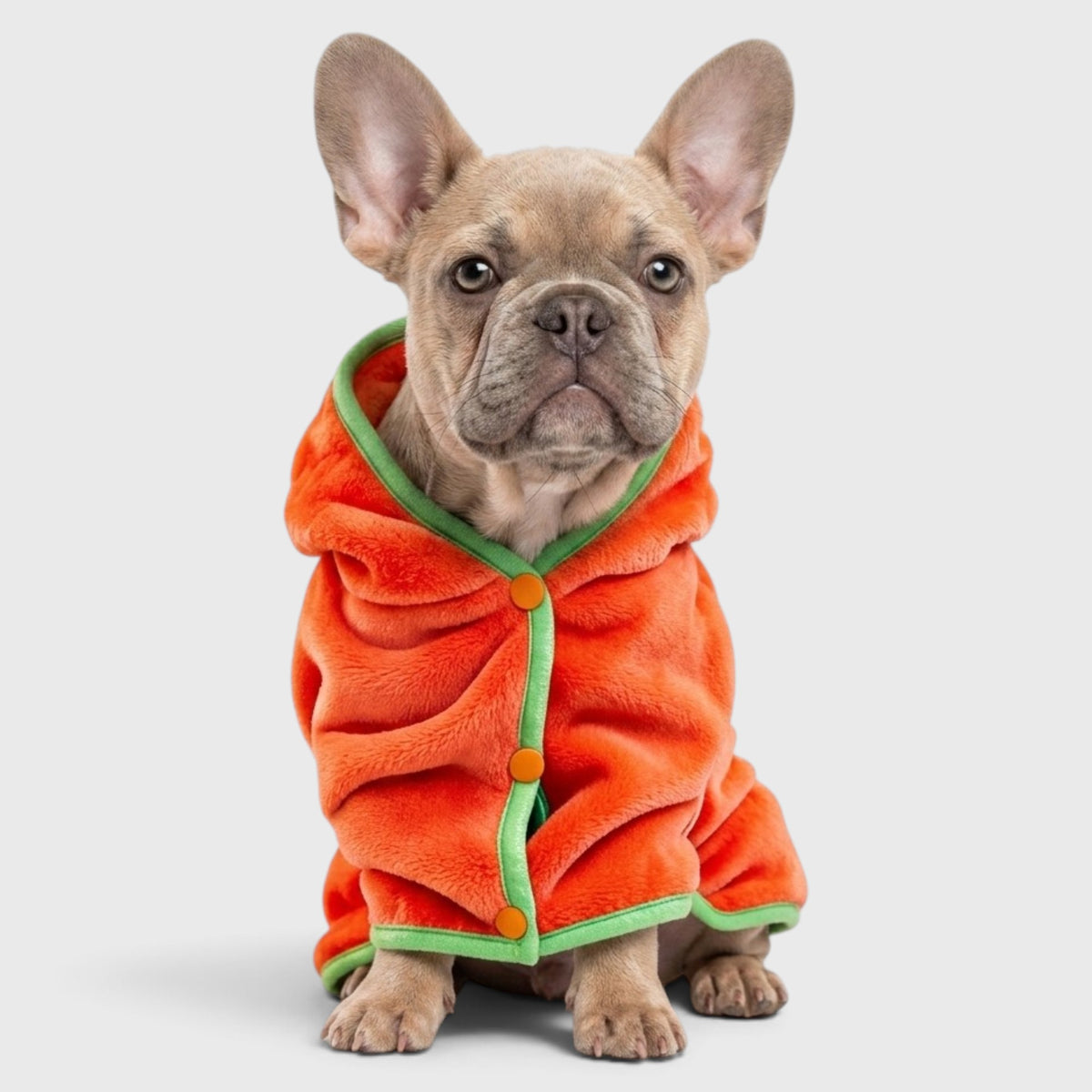 French Bulldog Halloween Pumpkin Bathrobe | Soft Post-Bath Towel Costume
