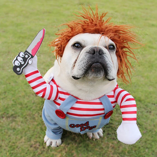 French Bulldog Halloween Costume – Funny Cosplay Set with Wig