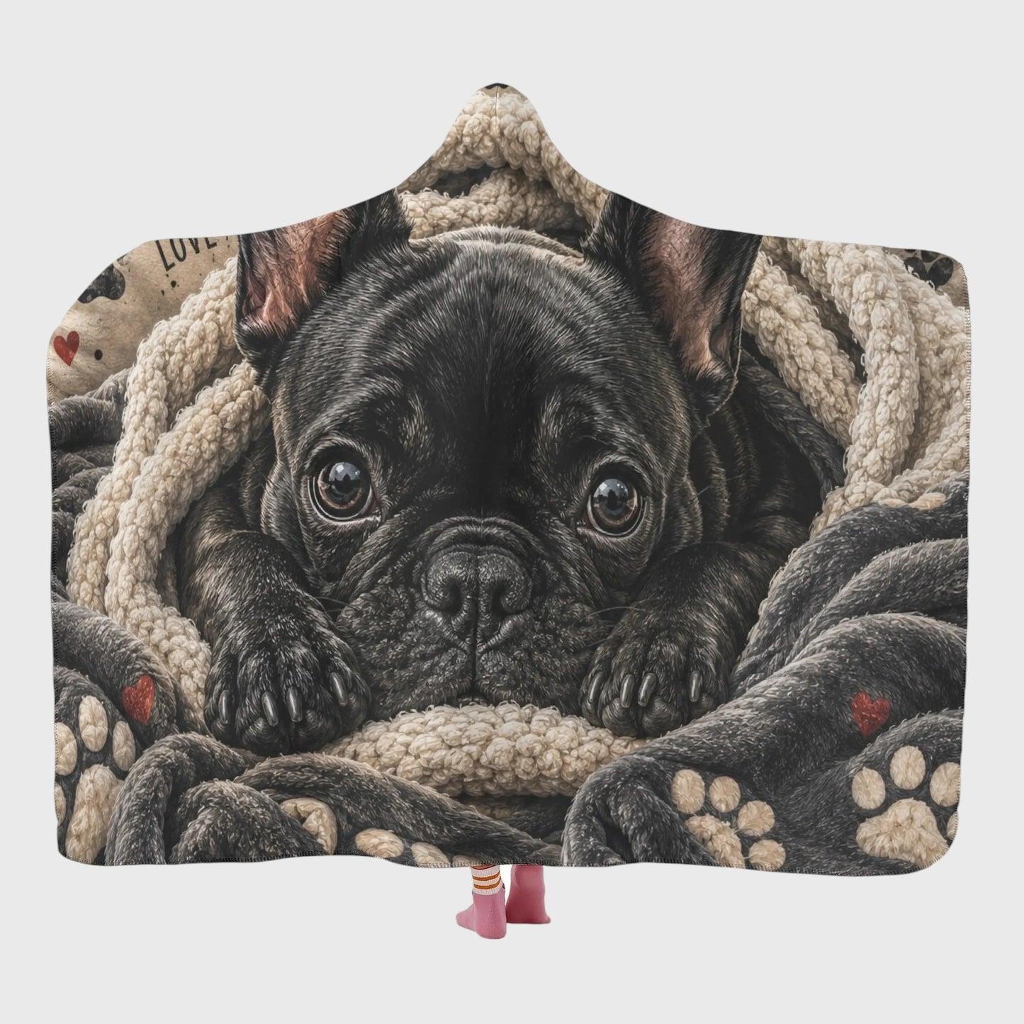 French Bulldog Hooded Blanket – Cozy Wearable Lover Gift Wrap