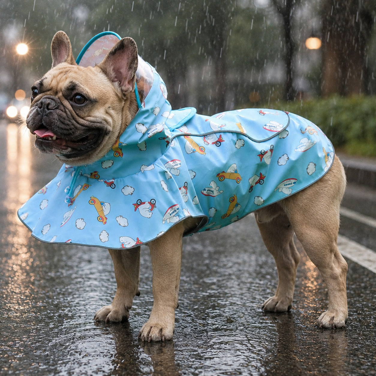 French Bulldog Reflective Raincoat – Waterproof Transparent Cape