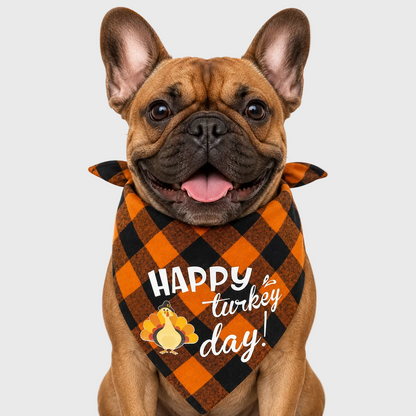 French Bulldog Halloween Bandana – Cotton Plaid Spooky Scarf Bib