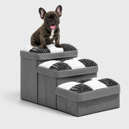 French Bulldog Folding Stairs – Linen Climbing Step Ladder