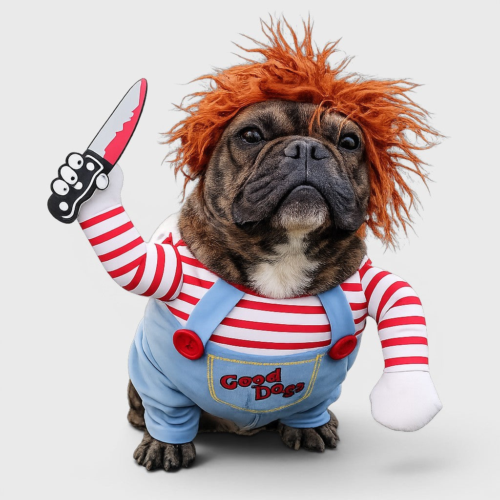French Bulldog Halloween Costume – Funny Cosplay Set with Wig