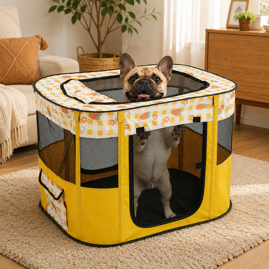 French Bulldog Folding Fence Tent – Soft Rectangular Nest